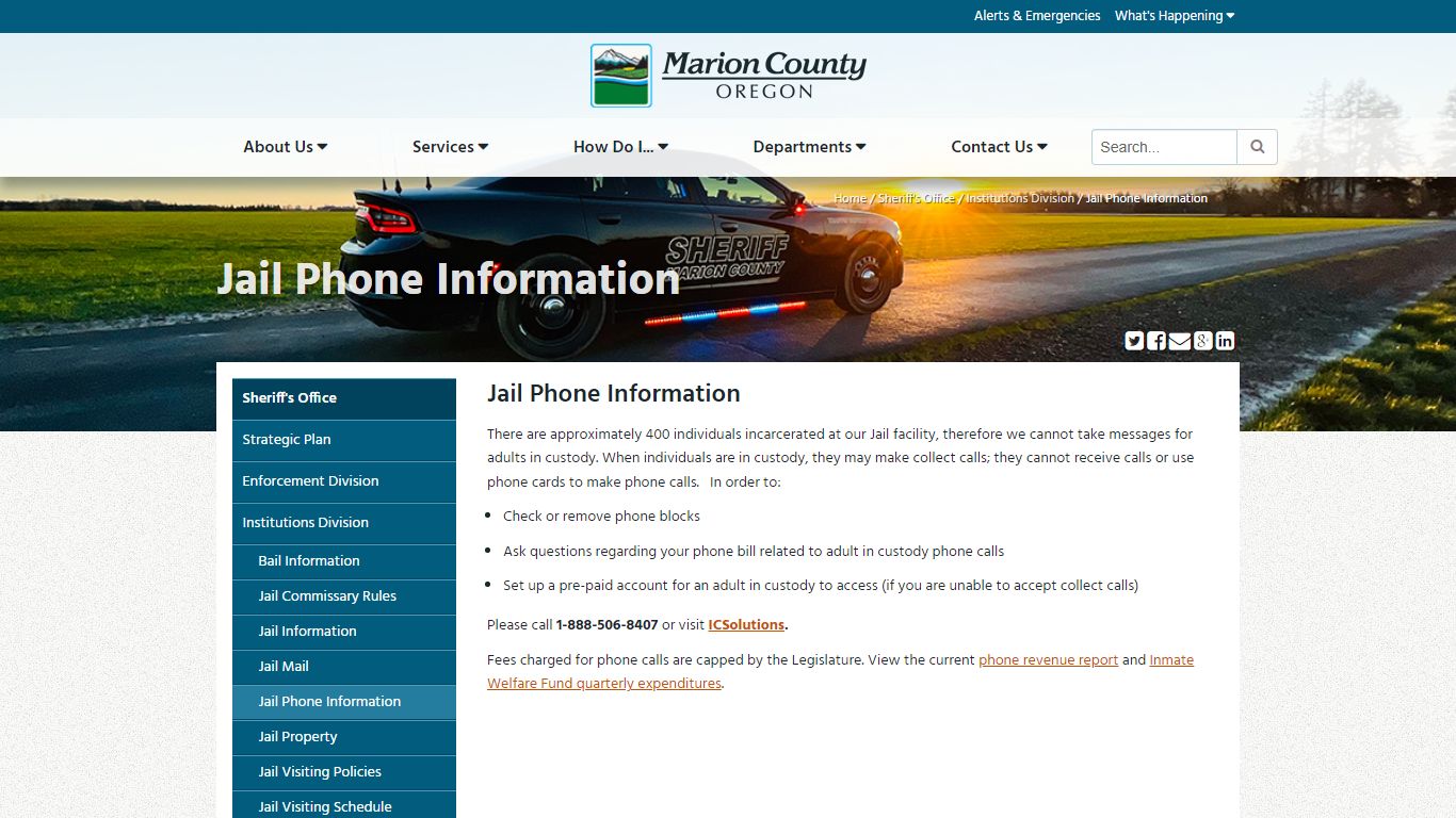 Jail Phone Information - Marion County, Oregon